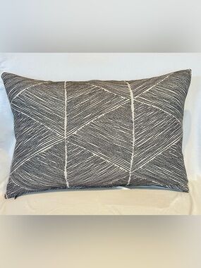 Designer Decorative Geometric Throw Pillow - Black and Cream 16” x 23”